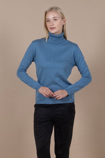 Wool blend turtleneck sweater dusty blue