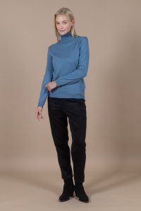 Wool blend turtleneck sweater dusty blue