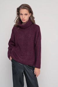 Mohair-lurex blend oversized turtleneck bordeaux