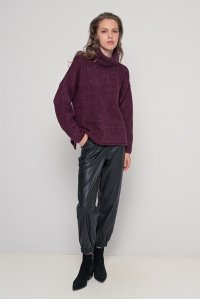 Mohair-lurex blend oversized turtleneck bordeaux