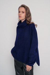 Mohair-lurex blend oversized turtleneck navy