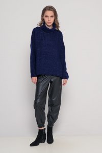 Mohair-lurex blend oversized turtleneck navy