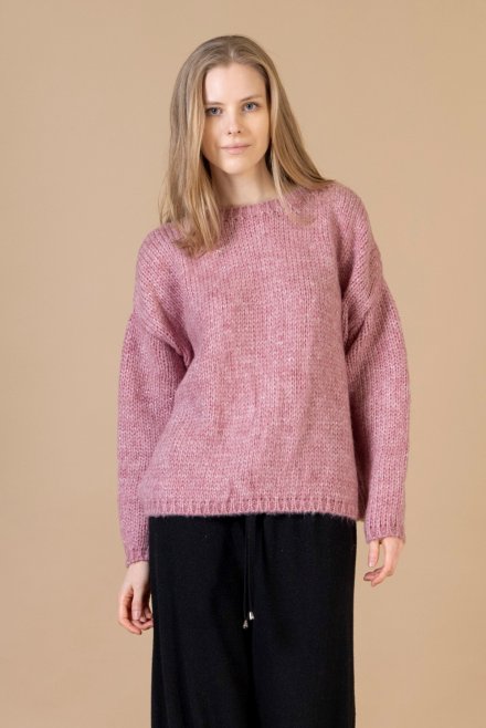 Mohair-lurex blend oversized sweater pink