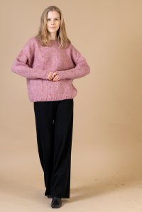 Mohair-lurex blend oversized sweater pink