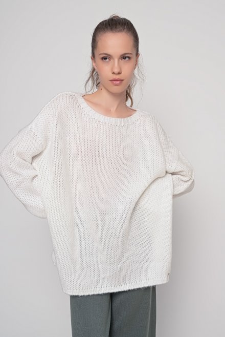 Mohair-lurex blend oversized sweater ivory