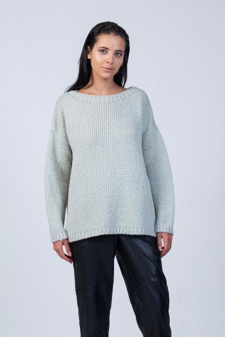 Mohair-lurex blend oversized sweater mint