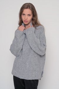 Mohair-lurex blend oversized turtleneck medium grey