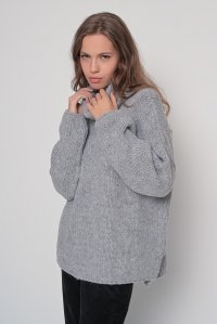 Mohair-lurex blend oversized turtleneck medium grey