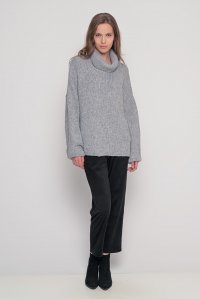 Mohair-lurex blend oversized turtleneck medium grey