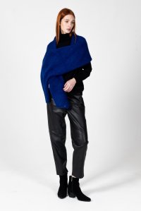 Mohair-lurex blend wrap blue