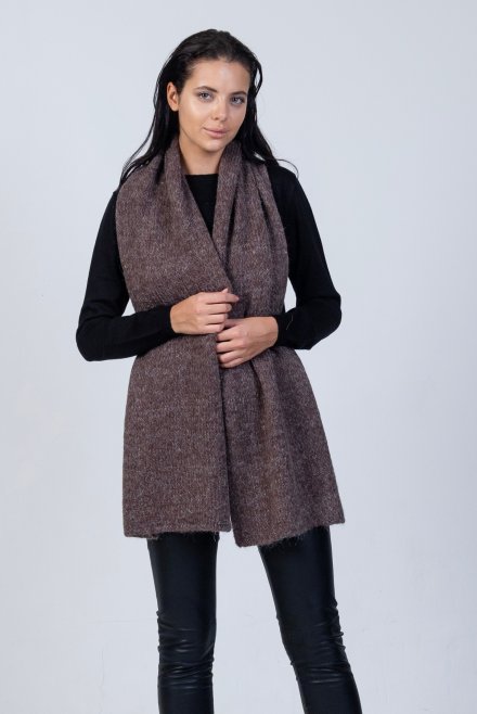 Mohair-lurex blend wrap brown