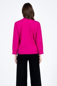 Viscose-blend cropped turtleneck sweater fucshia