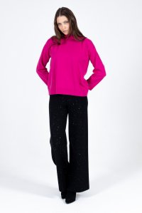 Viscose-blend cropped turtleneck sweater fucshia