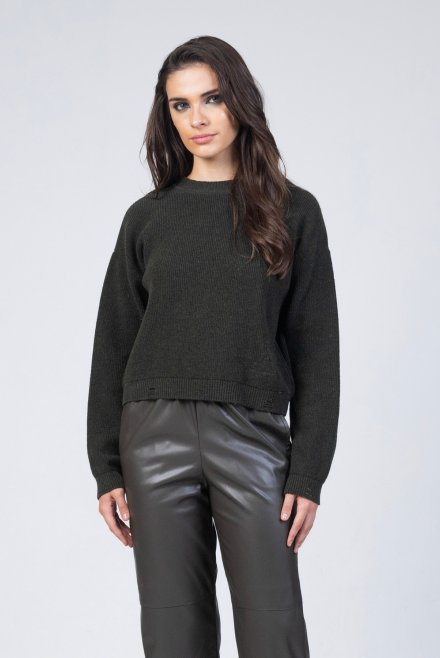 Wool cropped sweater cypress