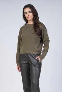 Wool cropped sweater sage leaf