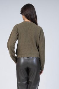 Wool cropped sweater sage leaf