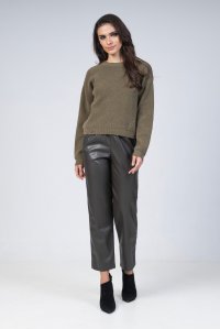 Wool cropped sweater sage leaf