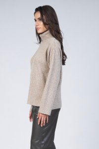 Wool turtleneck cropped sweater beige