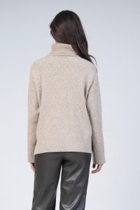 Wool turtleneck cropped sweater beige