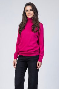 Wool blend turtleneck sweater winter fuchsia