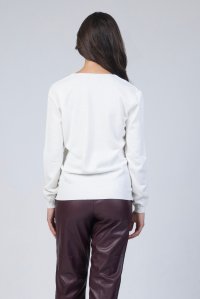 Wool blend v-neck sweater ivory