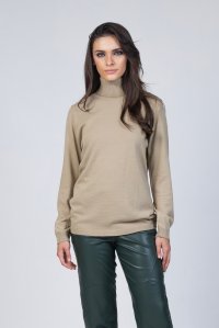 Wool blend turtleneck sweater olive beige