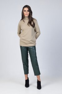 Wool blend turtleneck sweater olive beige