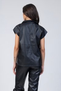 Faux leather zipped gillete black