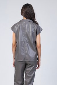 Faux leather zipped gillete taupe