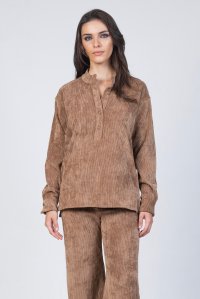 Corduroy boxy-fit blouse tabac