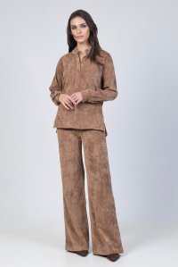 Corduroy boxy-fit blouse tabac