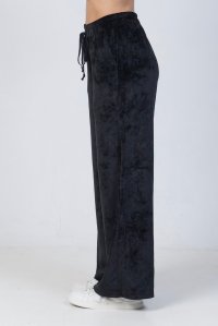 Velvet trackpants with knitted details black