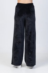 Velvet trackpants with knitted details black