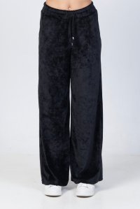 Velvet trackpants with knitted details black