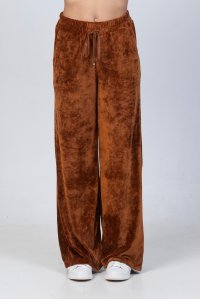 Velvet trackpants with knitted details tabac