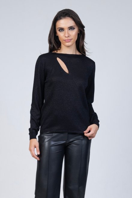 Lurex cut-out sweater black