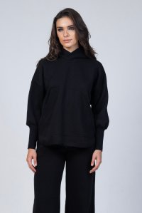 Cotton bland sweatshirt with knitted details black