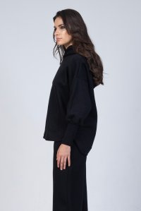 Cotton bland sweatshirt with knitted details black