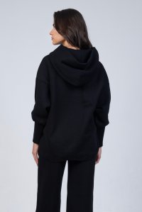 Cotton bland sweatshirt with knitted details black