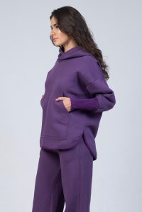 Cotton bland sweatshirt with knitted details violet