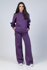 Cotton bland sweatshirt with knitted details violet