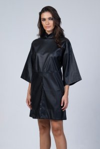 Faux leather mini dress black