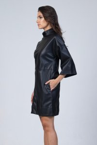 Faux leather mini dress black