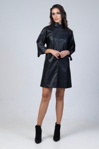 Faux leather mini dress black