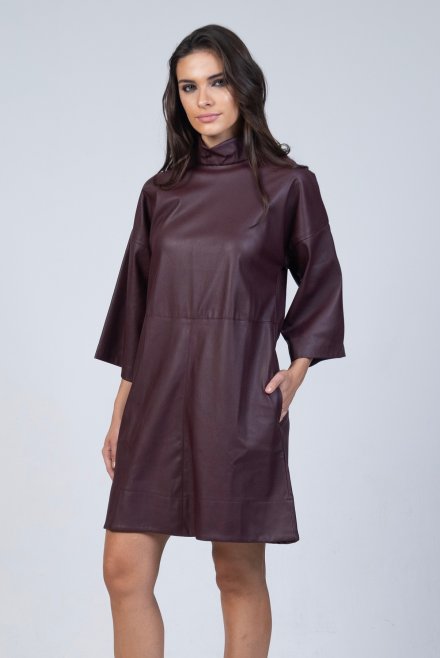 Faux leather mini dress dark purple