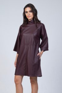 Faux leather mini dress dark purple