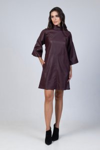 Faux leather mini dress dark purple