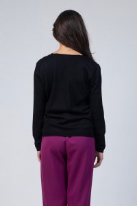 Wool blend v-neck sweater black