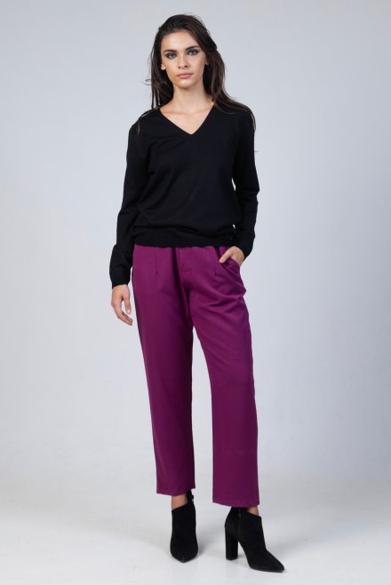 Cigarette pants with belt mauve