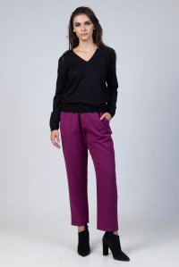 Cigarette pants with belt mauve